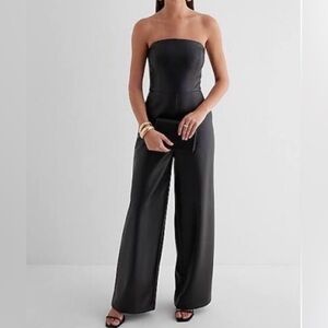 Express faux leather Strapless Jumpsuit